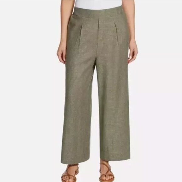 Ella Moss linen blend green wide leg pants elastic waist size 3X A1 - Picture 1 of 9